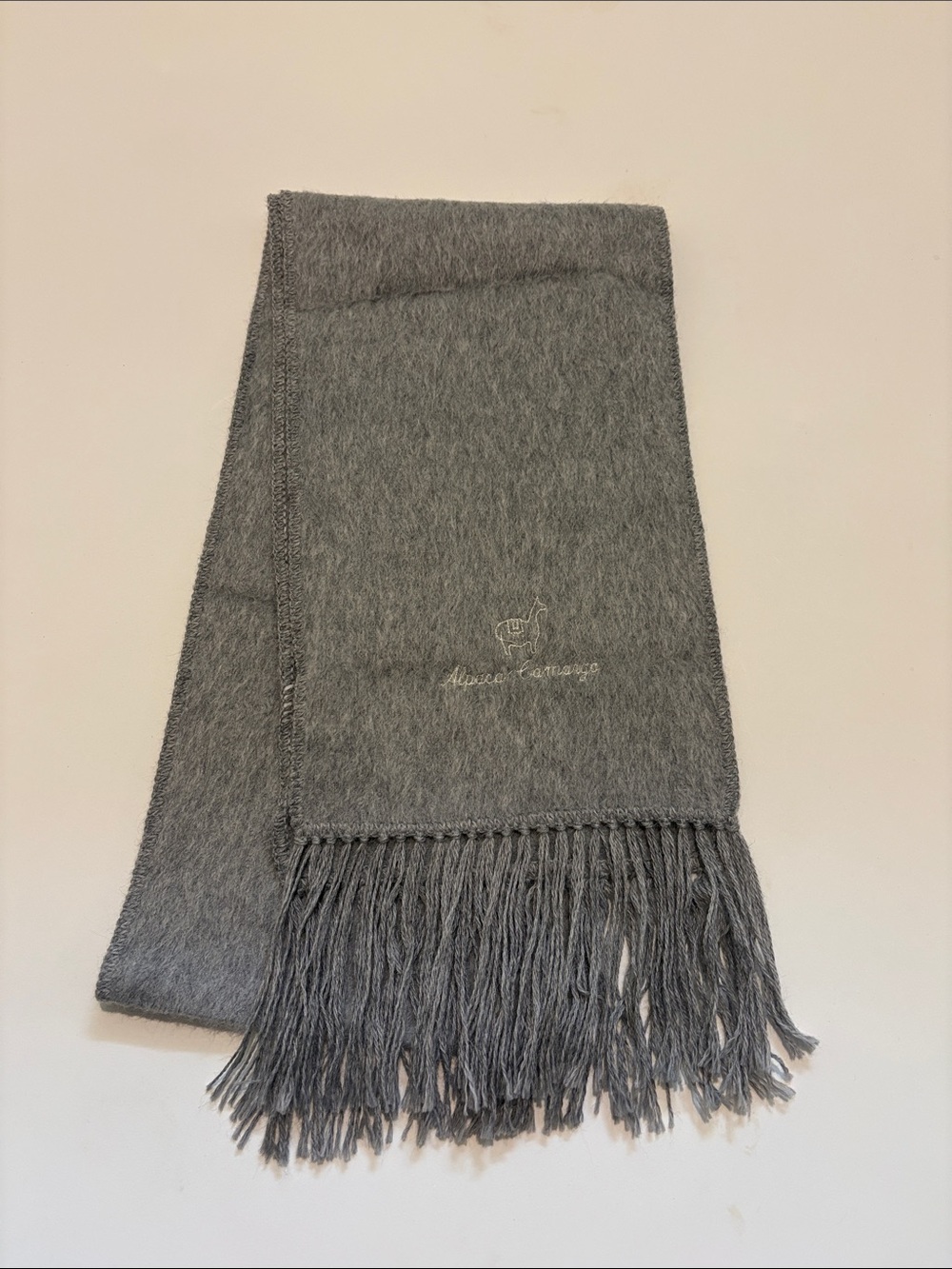 Alpaca Camargo Gray Fringed Women's Scarf - Soft Winter Wrap Made in Peru